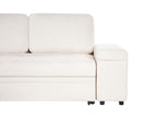 Corner Sofa Bed HRISEY Boucle White with Storage 3 Seater Right Hand