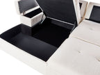 Corner Sofa Bed HRISEY Boucle White with Storage 3 Seater Right Hand