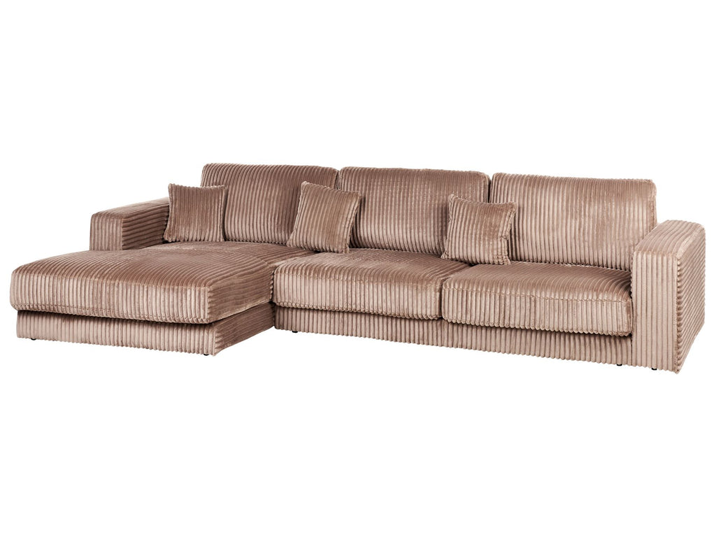 Corner Sofa LOFOTEN Corduroy Light Brown 4 Seater Right Hand