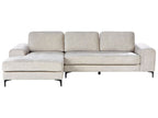 Right Hand Velvet Corner Sofa Light Beige KIRUNA