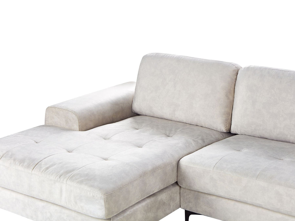 Right Hand Velvet Corner Sofa Light Beige KIRUNA