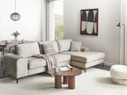 Left Hand Velvet Corner Sofa Light Beige KIRUNA