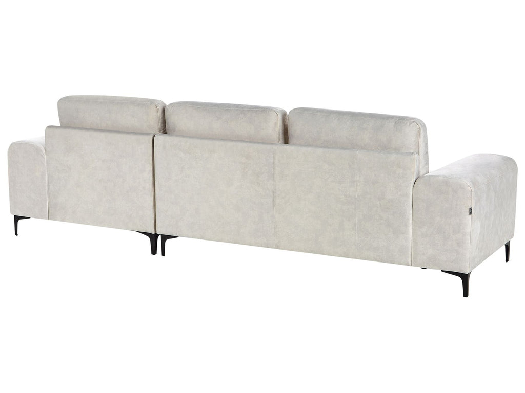 Left Hand Velvet Corner Sofa Light Beige KIRUNA