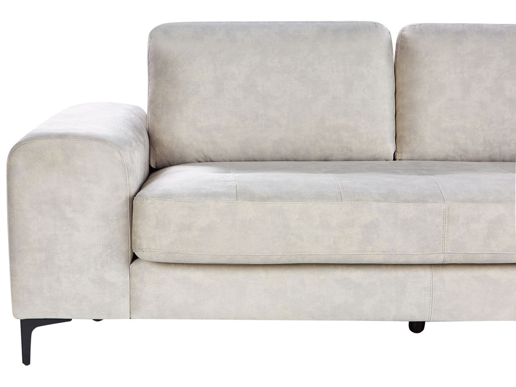 Left Hand Velvet Corner Sofa Light Beige KIRUNA