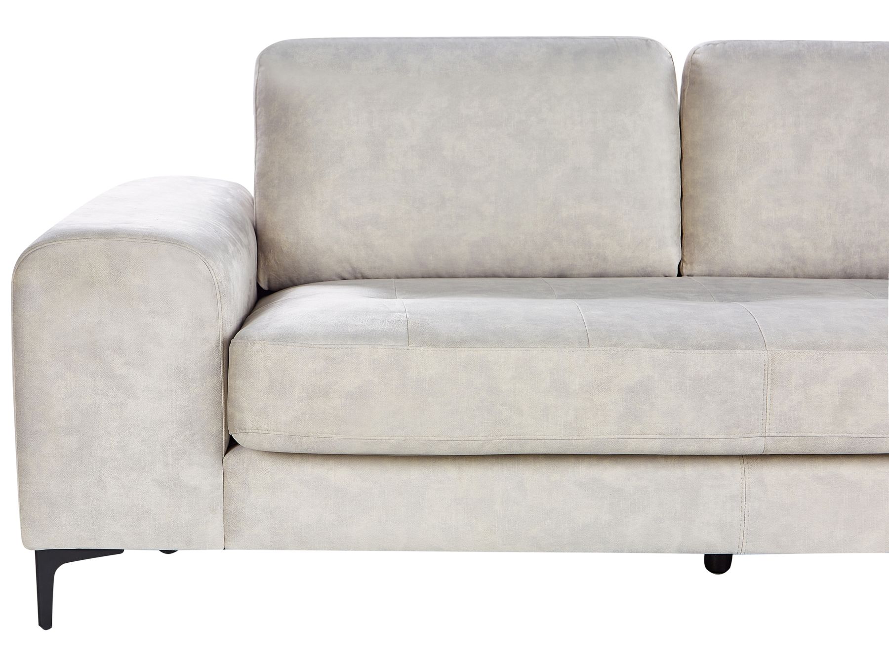 Left Hand Velvet Corner Sofa Light Beige KIRUNA
