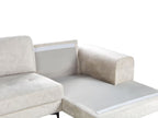 Left Hand Velvet Corner Sofa Light Beige KIRUNA