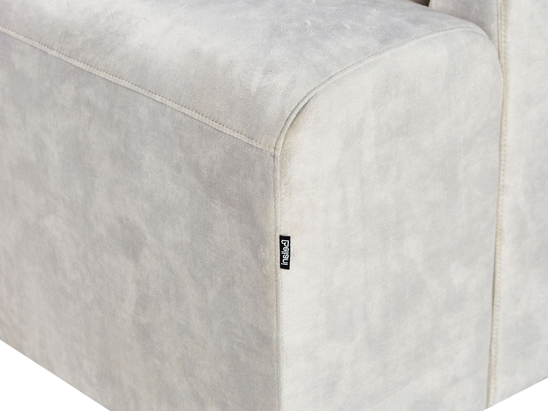 Left Hand Velvet Corner Sofa Light Beige KIRUNA