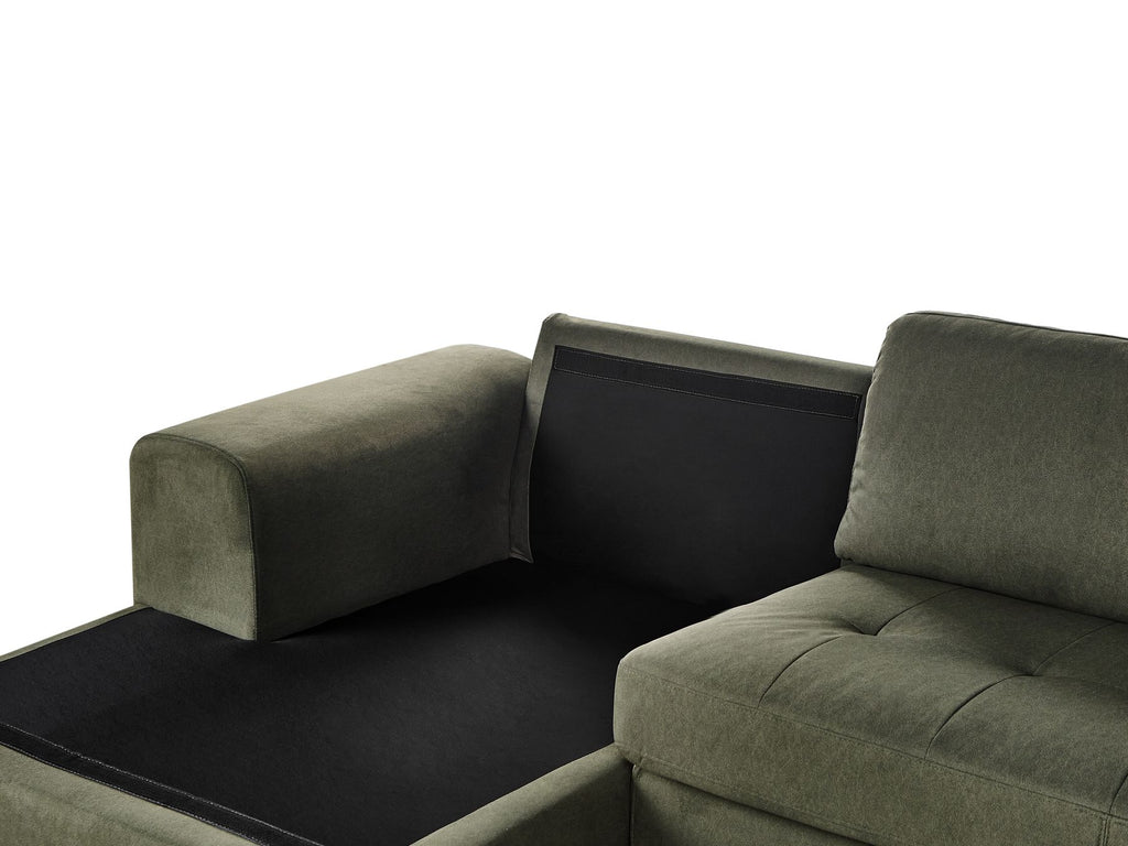 Corner Sofa KIRUNA Fabric Dark Green 4 Seater Right Hand