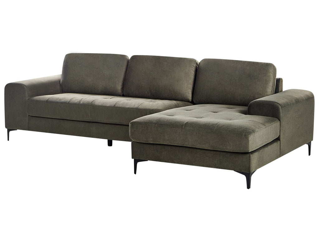 Left Hand Fabric Corner Sofa Dark Green KIRUNA