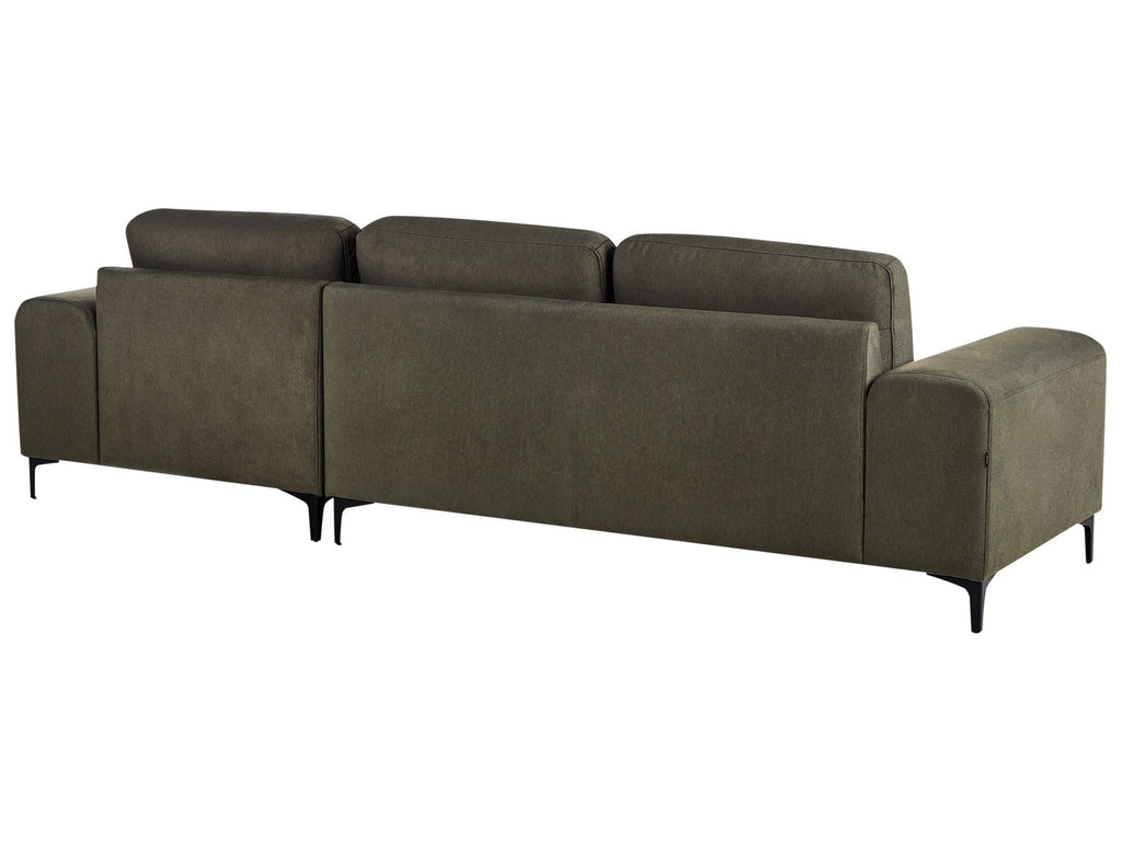 Left Hand Fabric Corner Sofa Dark Green KIRUNA
