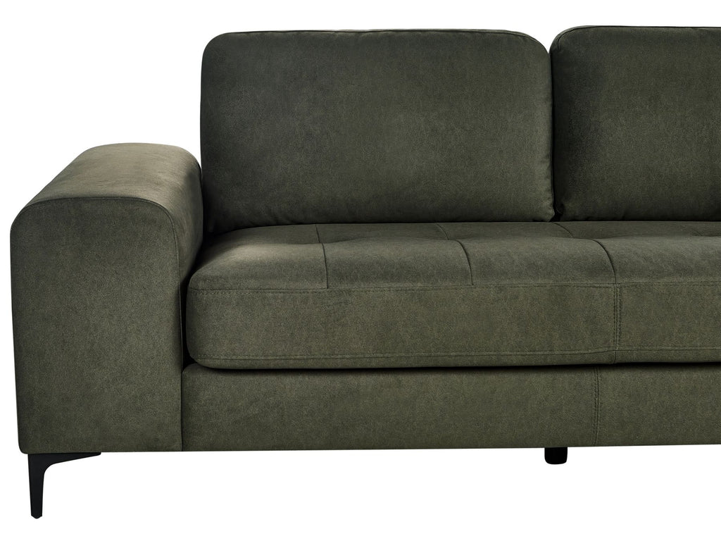 Left Hand Fabric Corner Sofa Dark Green KIRUNA