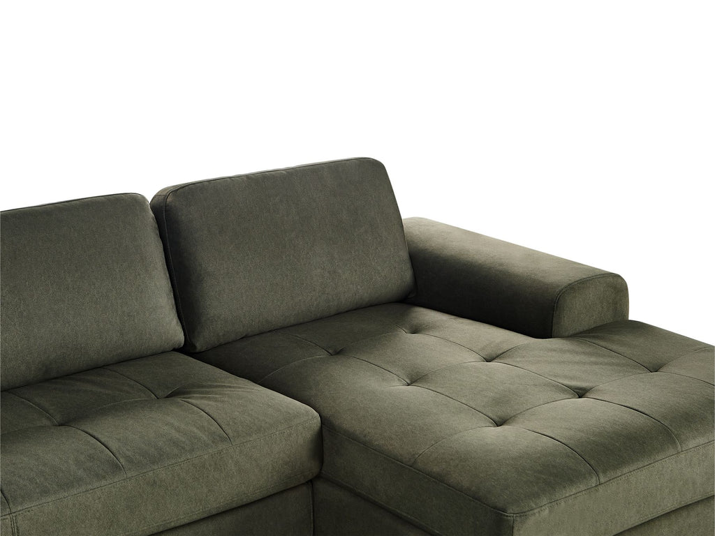 Left Hand Fabric Corner Sofa Dark Green KIRUNA