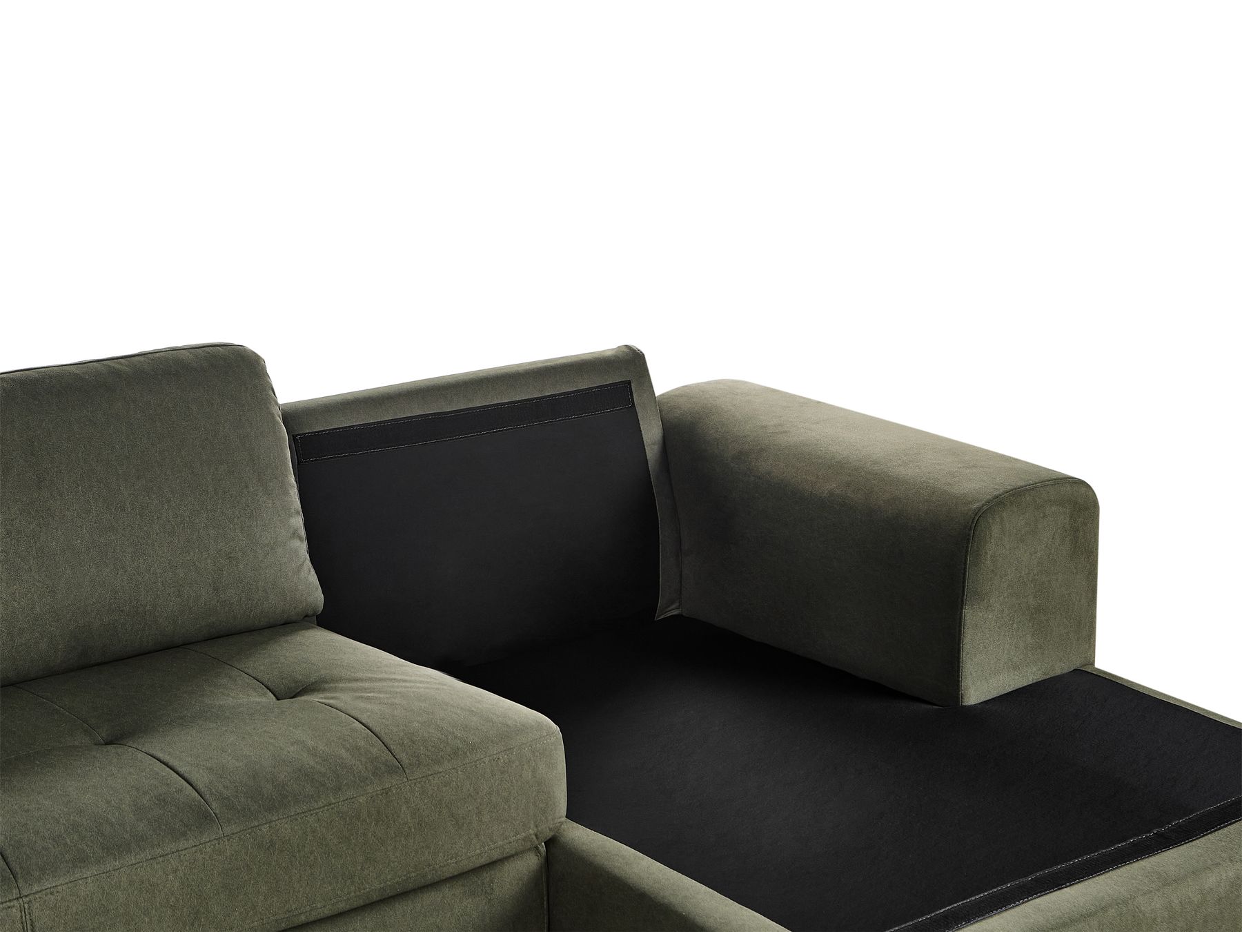 Left Hand Fabric Corner Sofa Dark Green KIRUNA