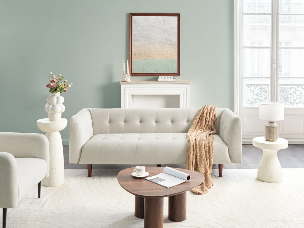 3 Seater Fabric Sofa Light Beige BYSKE