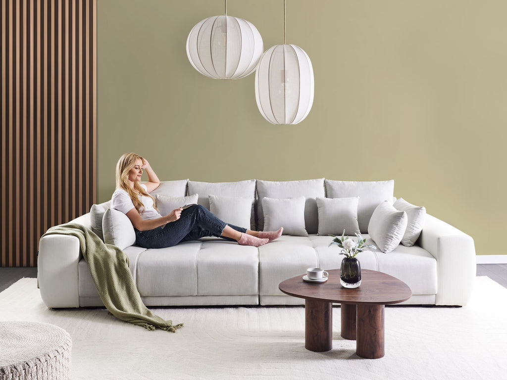 Sofa TORPO Fabric Light Beige 4 Seater