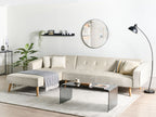 Corner Sofa Bed VADSO Velvet Light Beige 4 Seater Right Hand