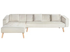 Corner Sofa Bed VADSO Velvet Light Beige 4 Seater Right Hand