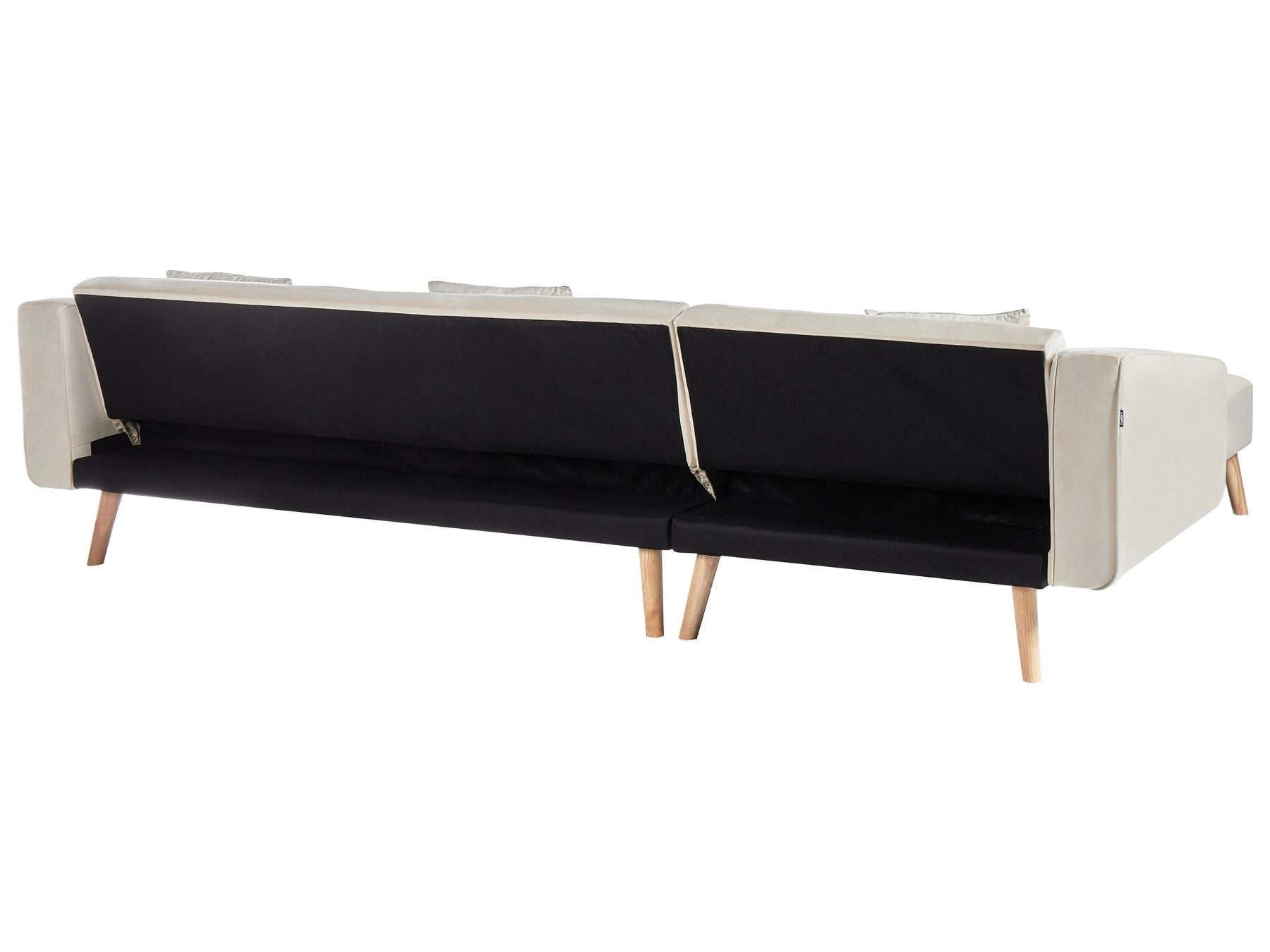 Corner Sofa Bed VADSO Velvet Light Beige 4 Seater Right Hand
