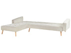 Corner Sofa Bed VADSO Velvet Light Beige 4 Seater Right Hand