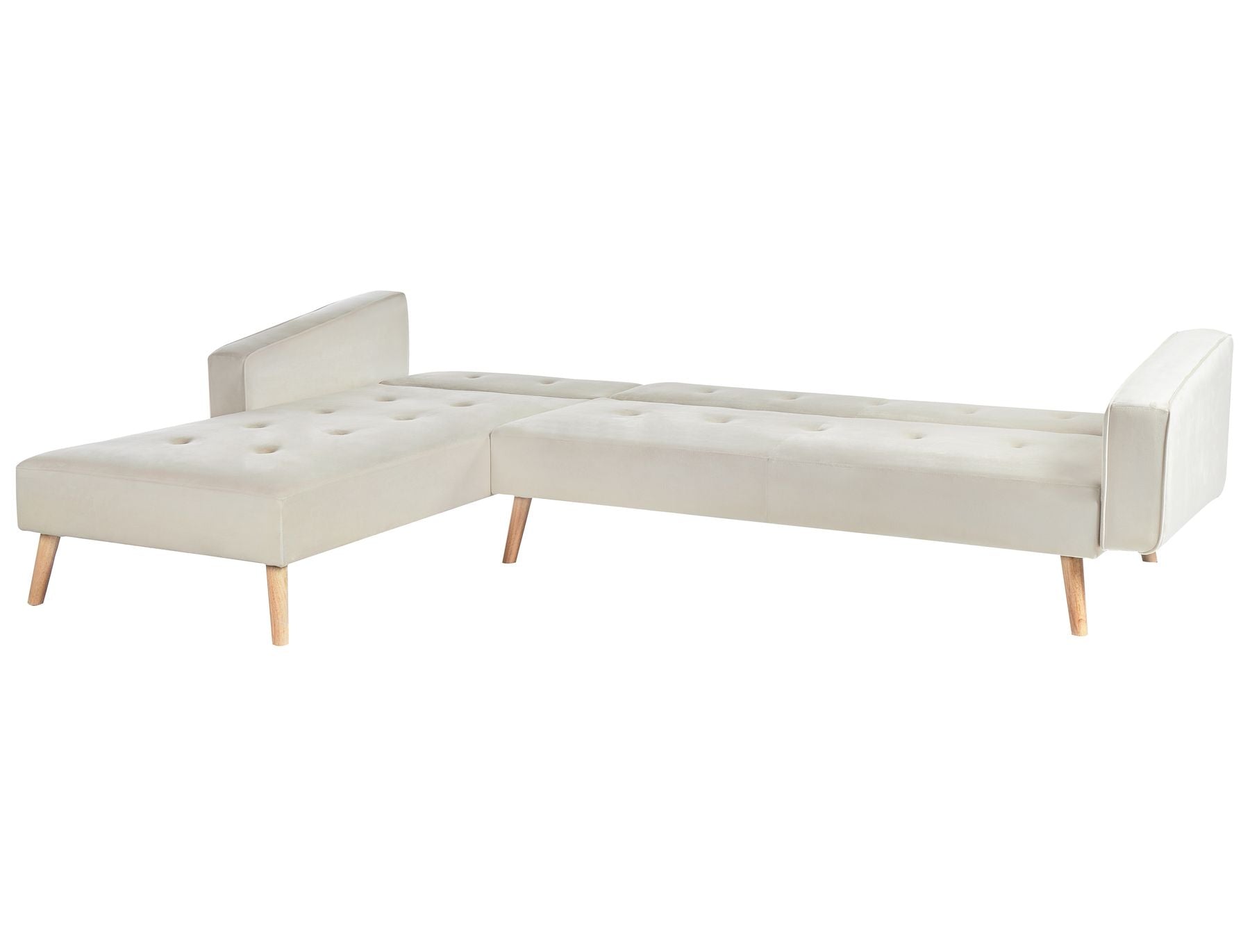 Corner Sofa Bed VADSO Velvet Light Beige 4 Seater Right Hand