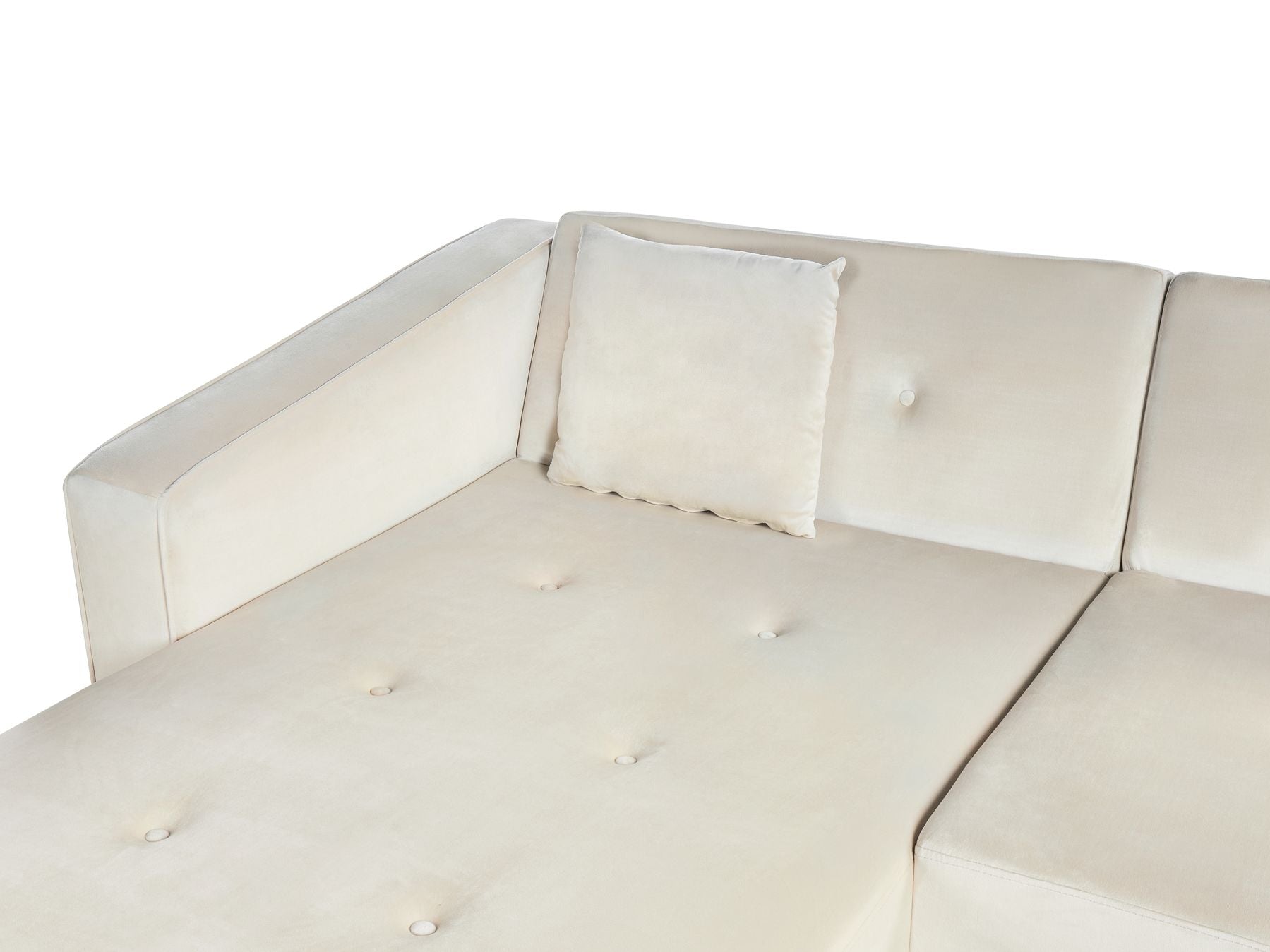 Corner Sofa Bed VADSO Velvet Light Beige 4 Seater Right Hand
