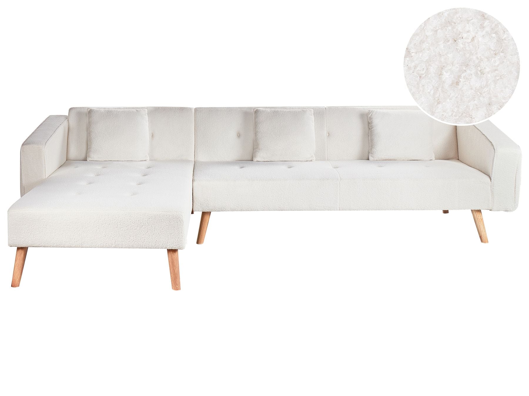 Corner Sofa Bed VADSO Boucle Off-White 4 Seater Right Hand