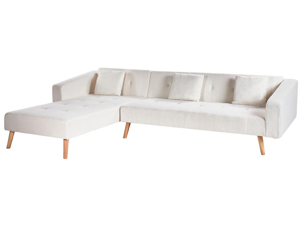 Corner Sofa Bed VADSO Boucle Off-White 4 Seater Right Hand