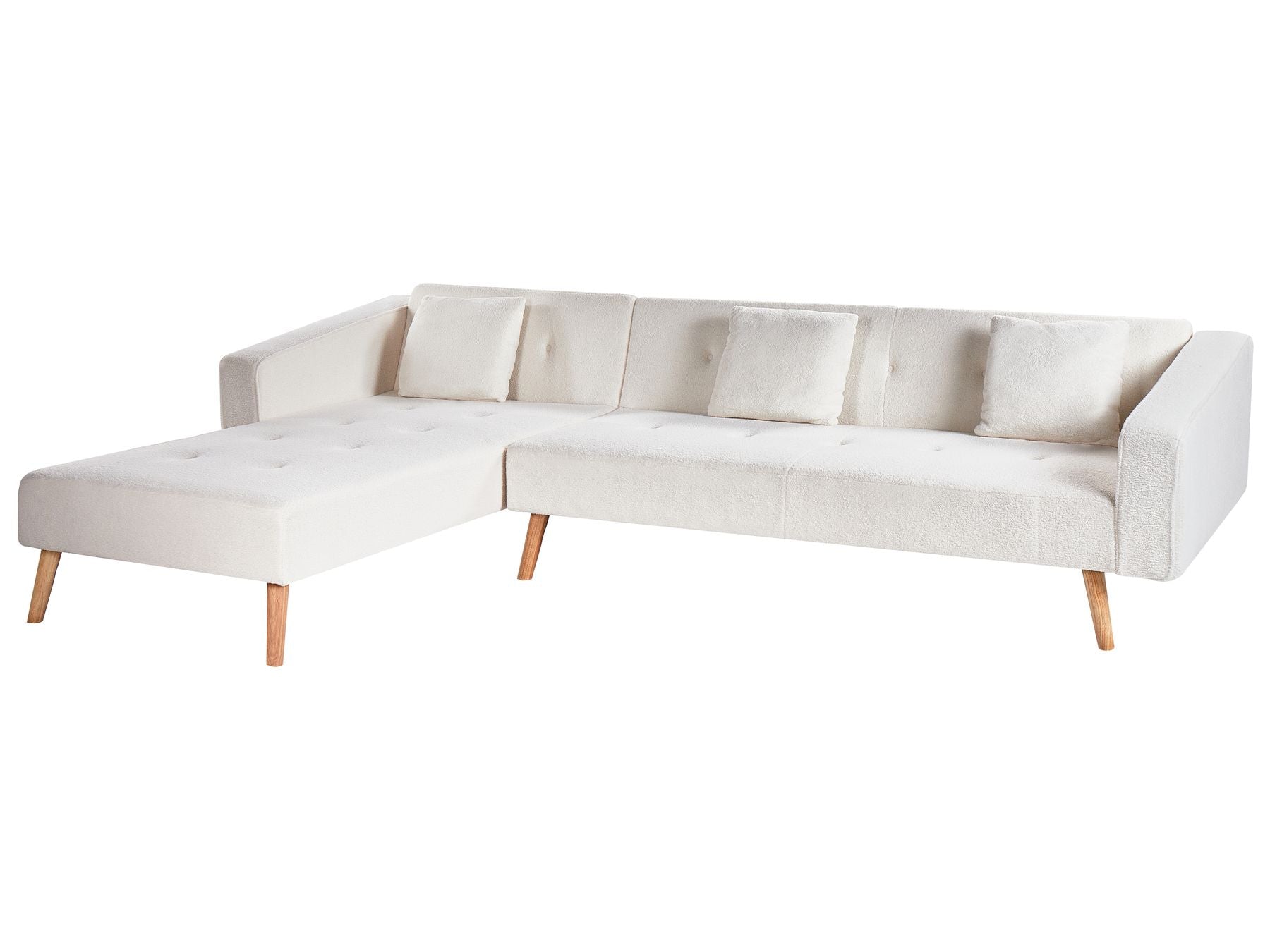 Corner Sofa Bed VADSO Boucle Off-White 4 Seater Right Hand