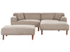 Corner Sofa Fabric Taupe with Ottoman 3 Seater Left Hand