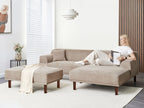 Corner Sofa HOLT Fabric Taupe with Ottoman 3 Seater Left Hand