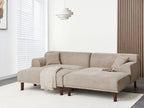 Corner Sofa HOLT Fabric Taupe with Ottoman 3 Seater Left Hand