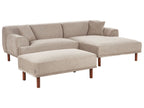 Corner Sofa HOLT Fabric Taupe with Ottoman 3 Seater Left Hand
