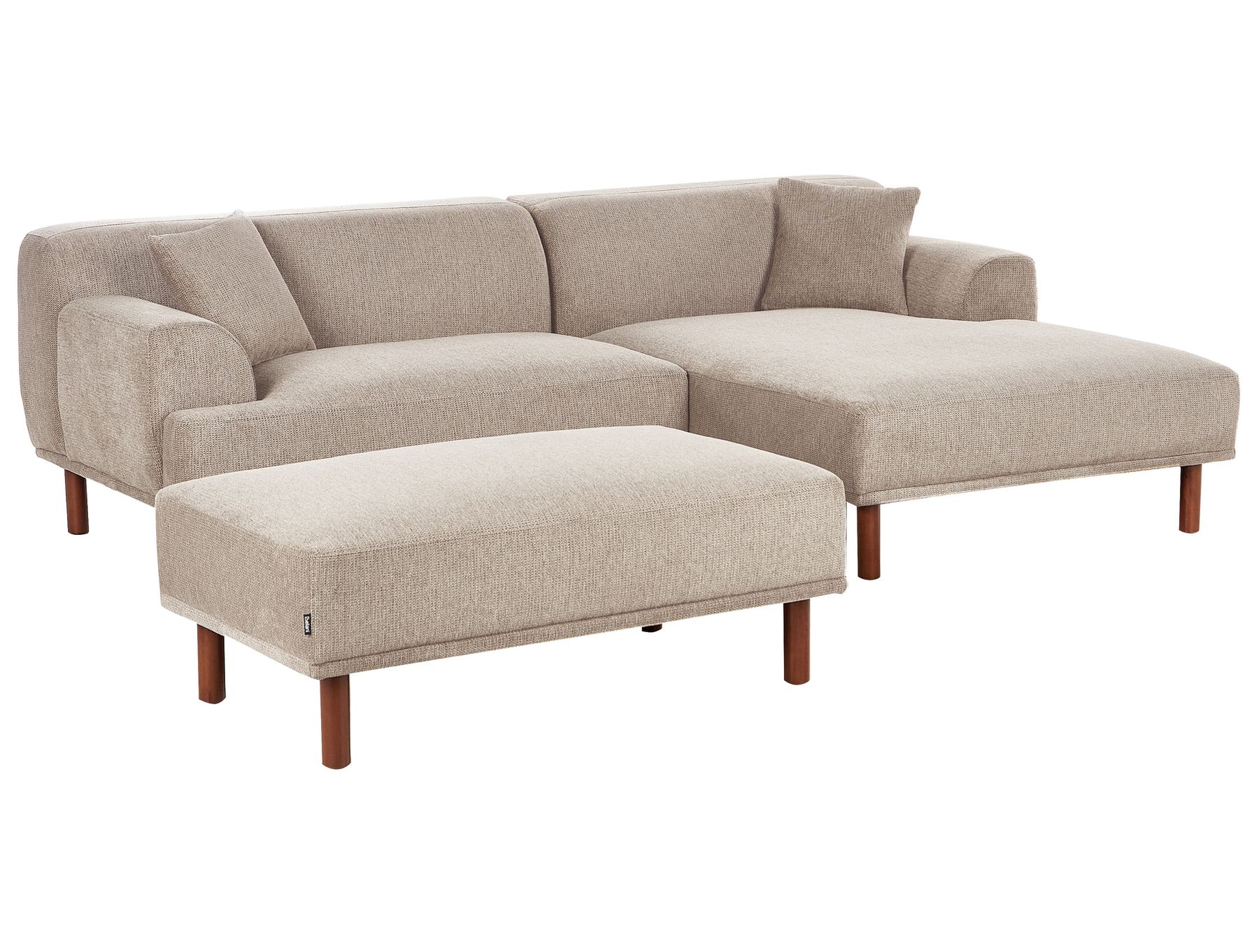 Corner Sofa HOLT Fabric Taupe with Ottoman 3 Seater Left Hand
