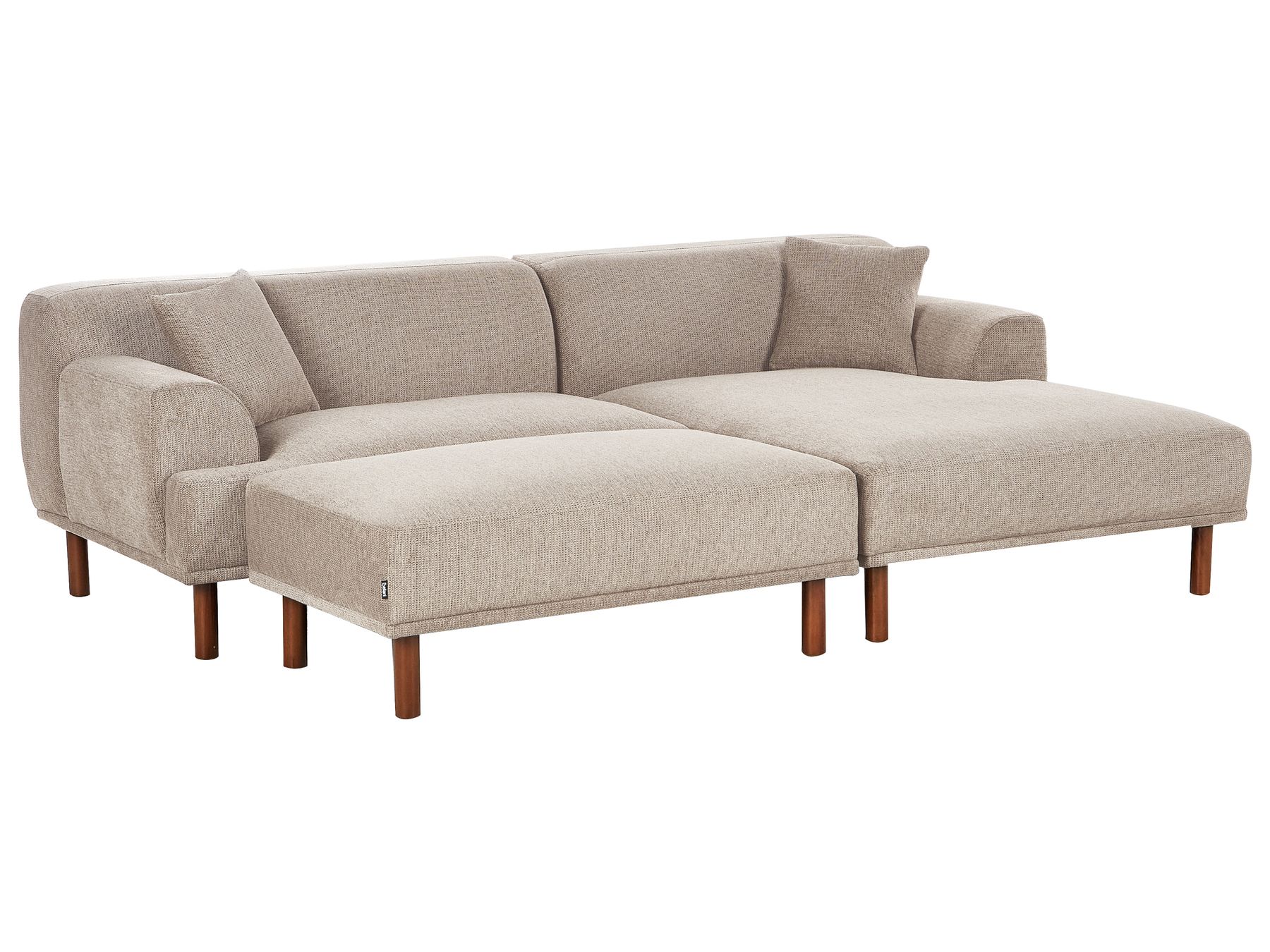 Corner Sofa HOLT Fabric Taupe with Ottoman 3 Seater Left Hand