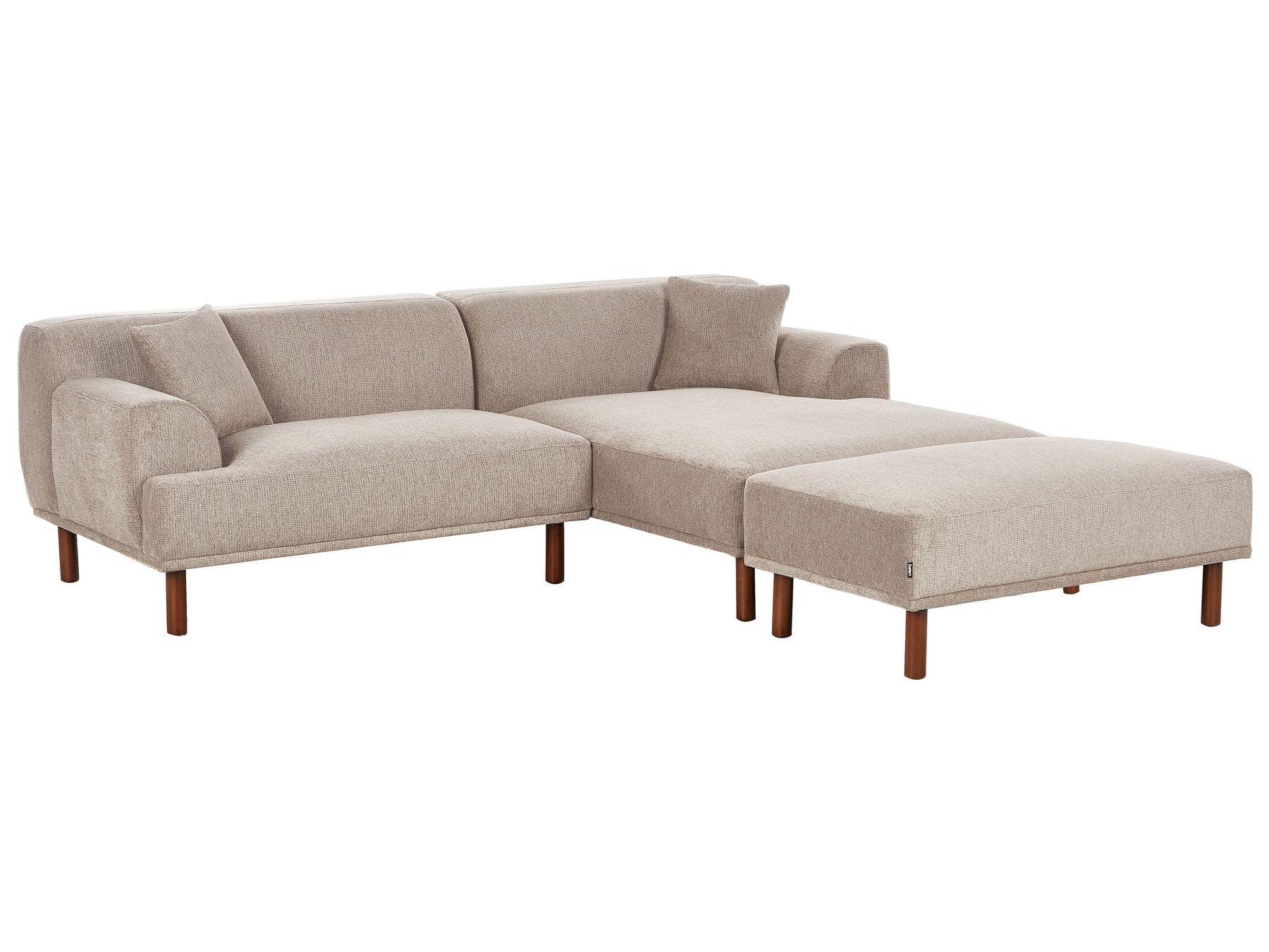 Corner Sofa HOLT Fabric Taupe with Ottoman 3 Seater Left Hand