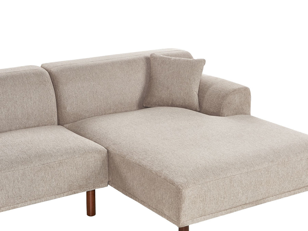Corner Sofa HOLT Fabric Taupe with Ottoman 3 Seater Left Hand