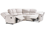 Manual Recliner Corner Sofa ROKKE Fabric Light Beige 5 Seater Left Hand