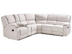 Manual Recliner Corner Sofa ROKKE Fabric Light Beige 5 Seater Left Hand