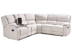 Manual Recliner Corner Sofa ROKKE Fabric Light Beige 5 Seater Left Hand
