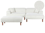 Corner Sofa HOLT Boucle White with Ottoman 3 Seater Left Hand