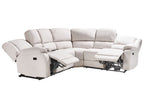 Manual Recliner Corner Sofa ROKKE Fabric Light Beige with USB Port 5 Seater Left Hand