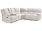 Manual Recliner Corner Sofa ROKKE Fabric Light Beige with USB Port 5 Seater Left Hand