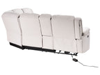 Manual Recliner Corner Sofa ROKKE Fabric Light Beige with USB Port 5 Seater Left Hand