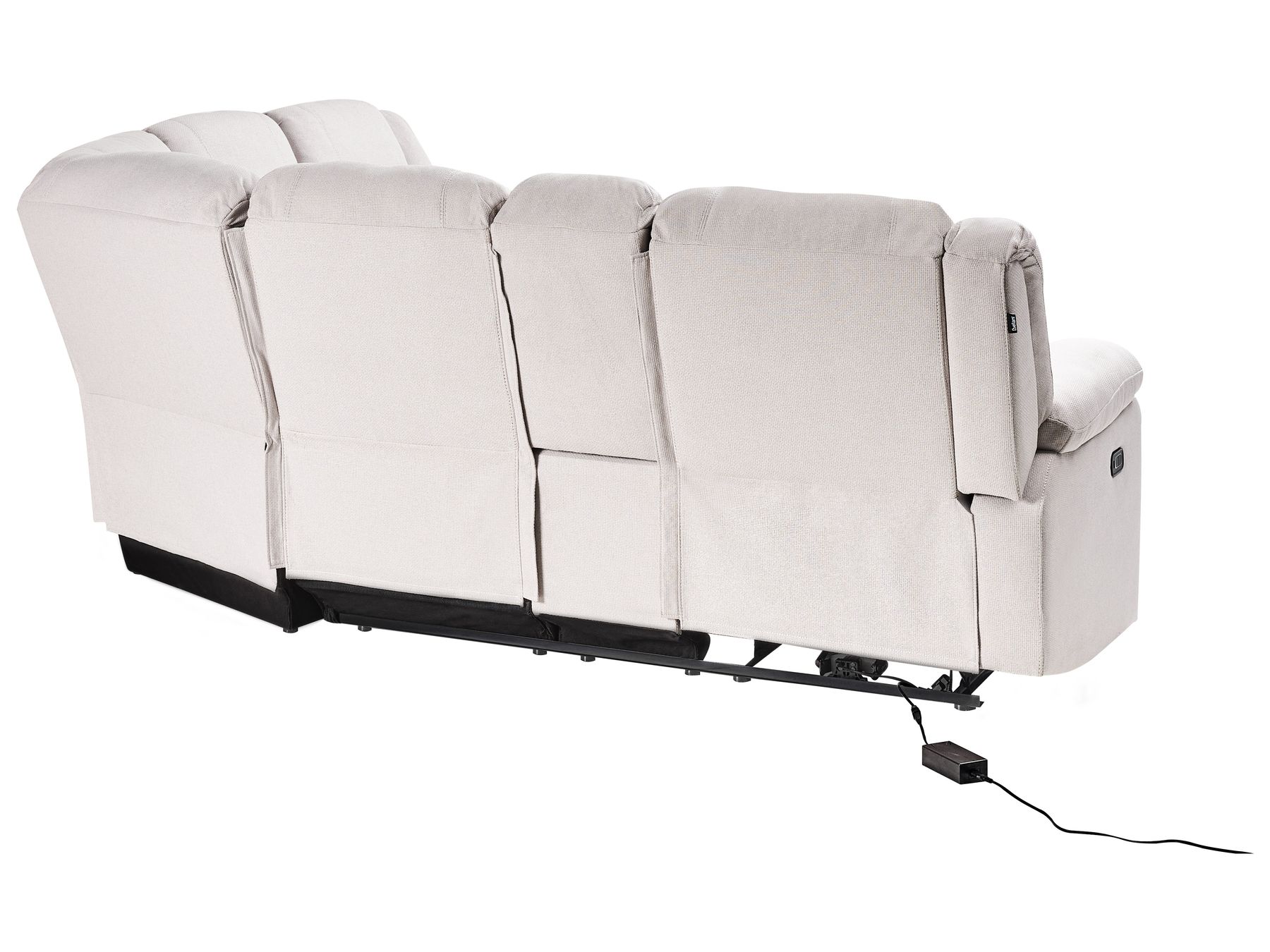 Manual Recliner Corner Sofa ROKKE Fabric Light Beige with USB Port 5 Seater Left Hand