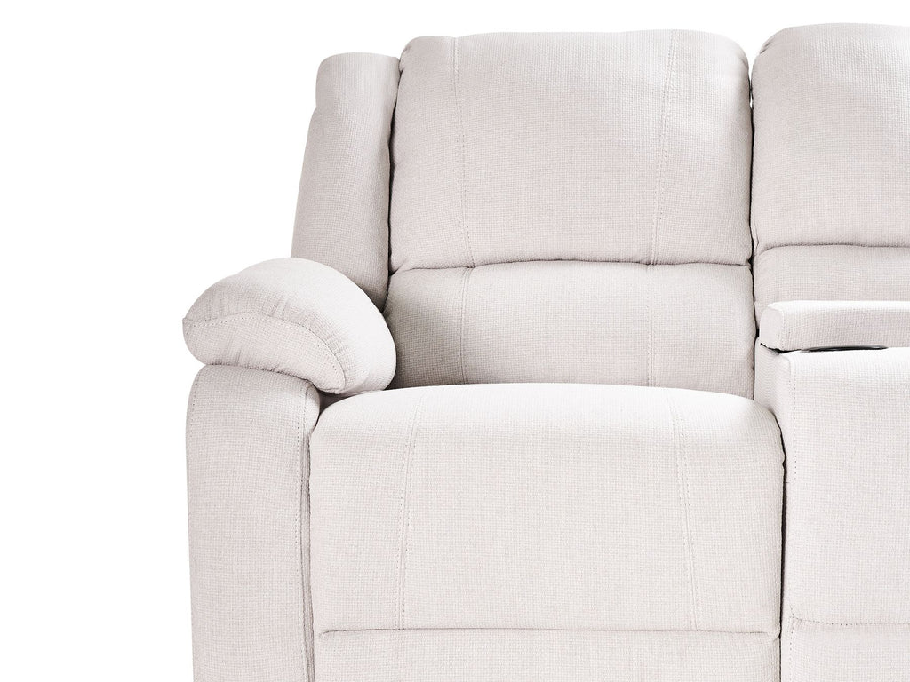 Manual Recliner Corner Sofa ROKKE Fabric Light Beige with USB Port 5 Seater Left Hand