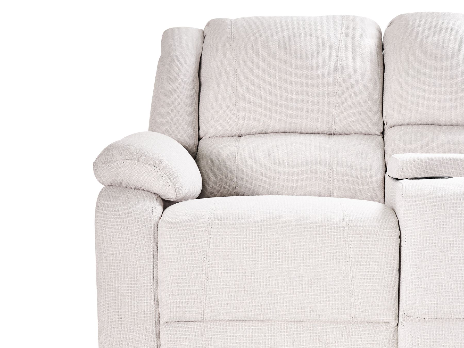Manual Recliner Corner Sofa ROKKE Fabric Light Beige with USB Port 5 Seater Left Hand