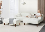 Corner Sofa HOLT Boucle White with Ottoman 3 Seater Left Hand