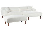 Corner Sofa HOLT Boucle White with Ottoman 3 Seater Left Hand