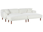 Corner Sofa HOLT Boucle White with Ottoman 3 Seater Left Hand