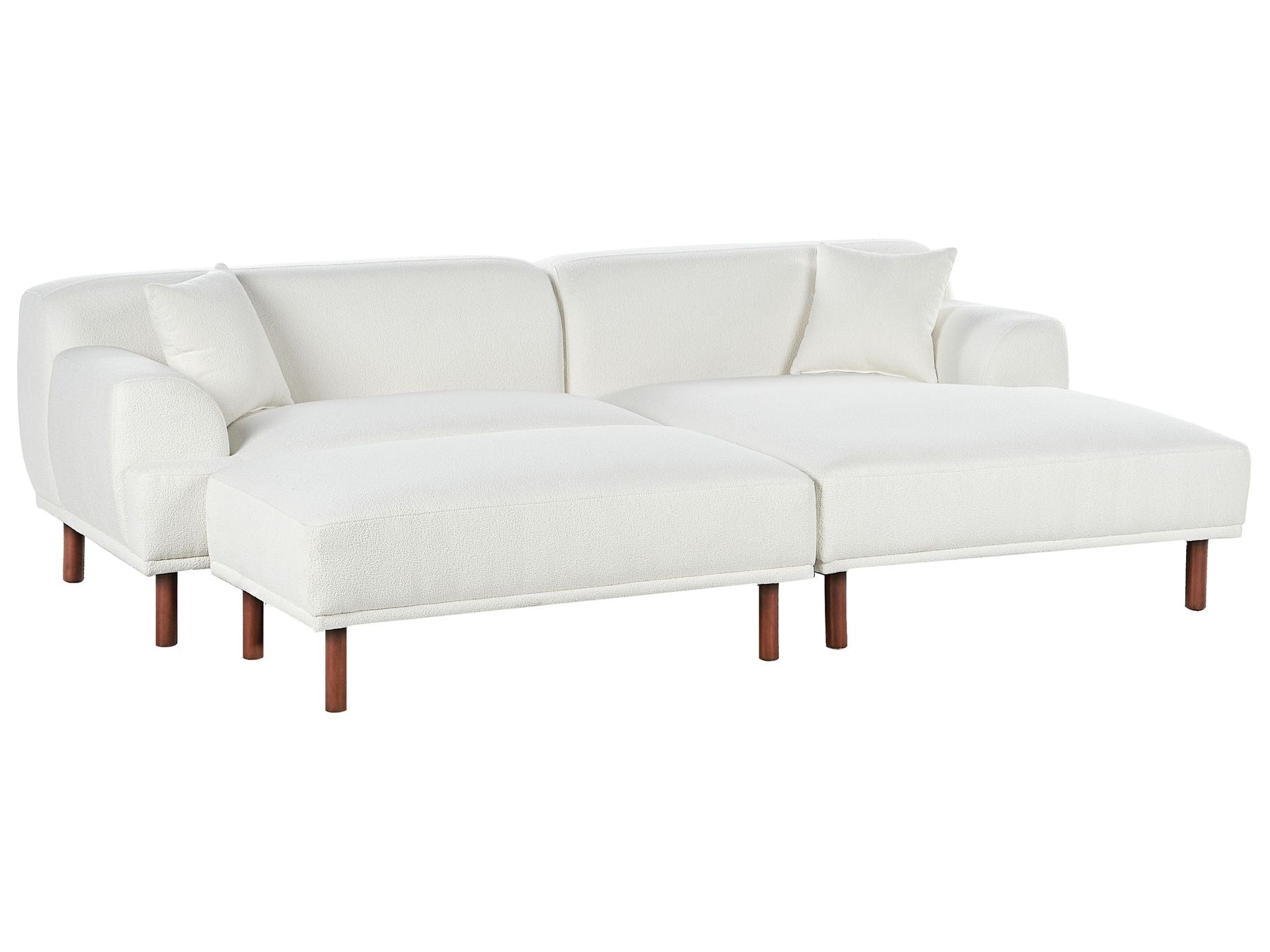 Corner Sofa HOLT Boucle White with Ottoman 3 Seater Left Hand